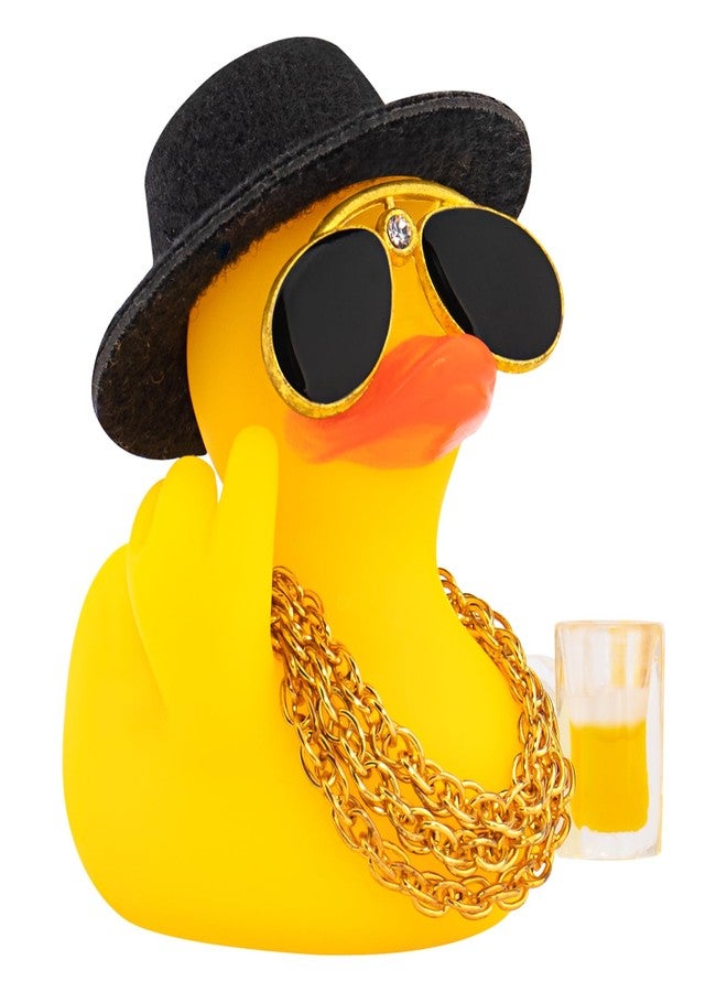 wonuu Rubber Duck Car Ornament Funny Office Gifts Cool Car Accessories Decorations Quirky Decor, Little Finger Beer - Image 1